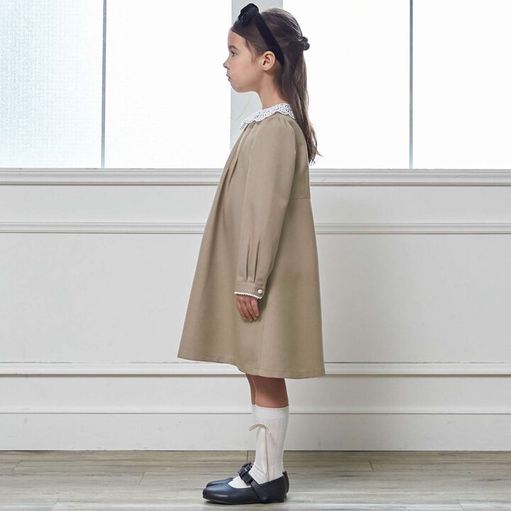 Semi-Formal Lace Collar One-Piece Dress,Beige, medium image number 1