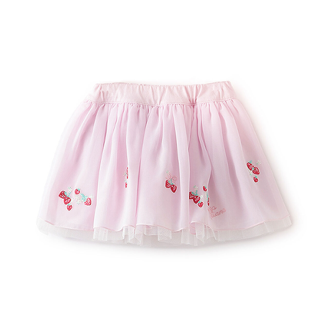 Strawberry Embroidery Frill Skirt with Shorts,Light pink, large image number 0