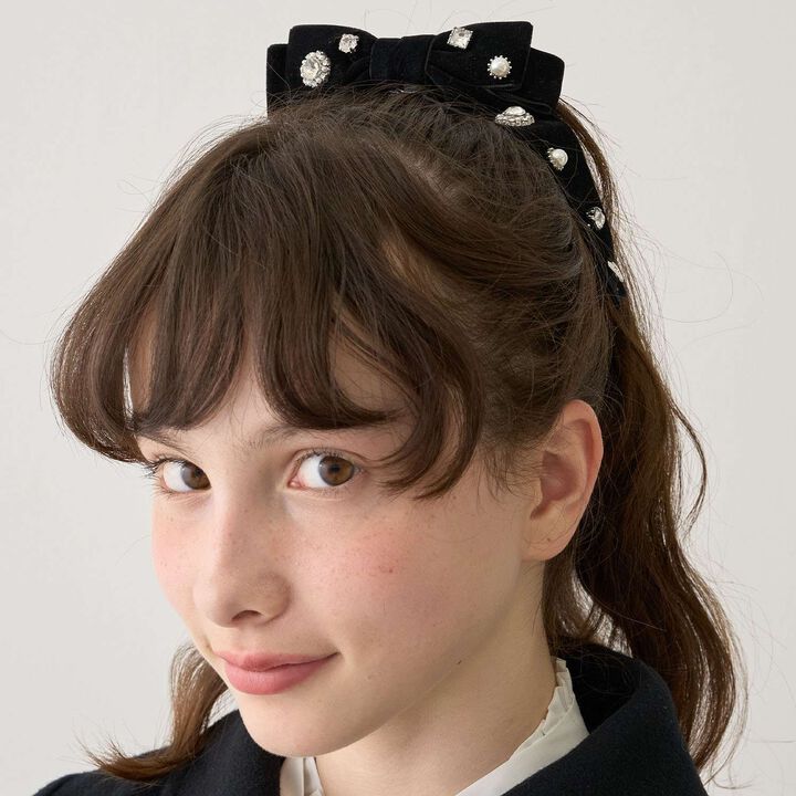 Bijou Ribbon Hair Clip,Black, medium image number 1
