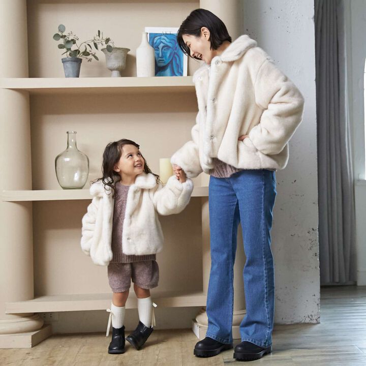 [Link] Faux Fur Jacket,Ivory, medium image number 6