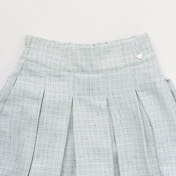 Lame Tweed Tacked Flare Shorts♪,Light blue, medium image number 2