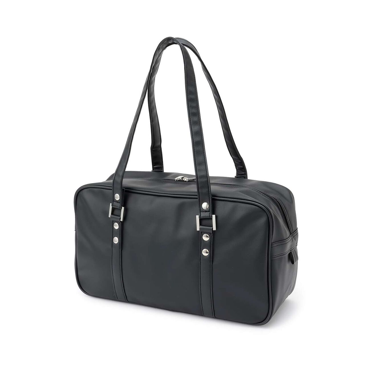 Synthetic Leather School Bag,Black, large image number 1