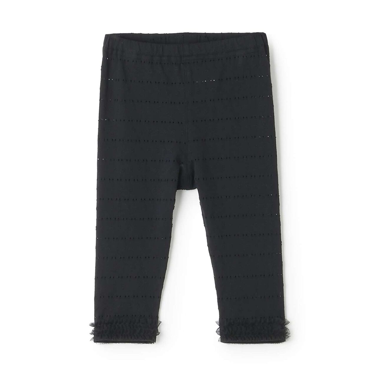 Tulle Hem 3/4 Length Leggings,Black, large image number 0