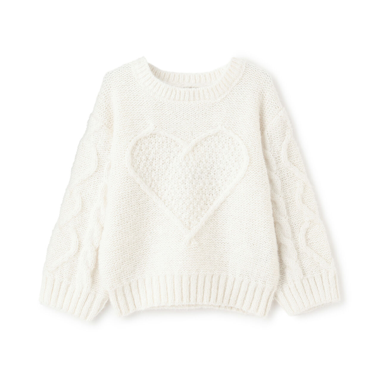 Link Heart Cable Knit,Top gray, large image number 6