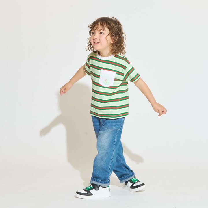 [31 Ice Cream] UV Cool Touch Shape-Retaining Sherbet T Assorted Print Striped T-Shirt,Black, medium image number 21