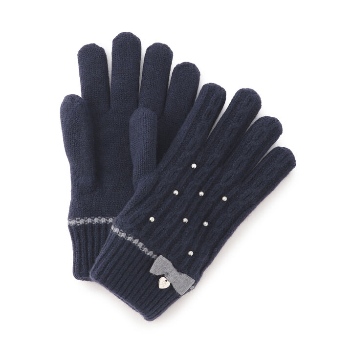 Cable Pattern Gloves with Shaggy Lining,, medium