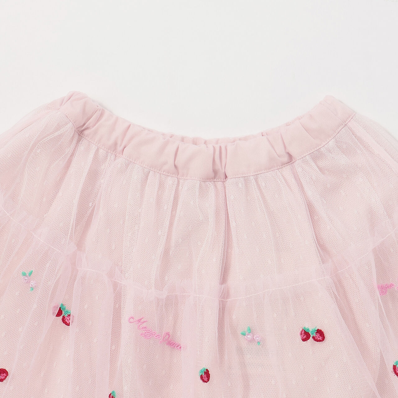 Strawberry Embroidery Tulle Skirt,Off white, large image number 2