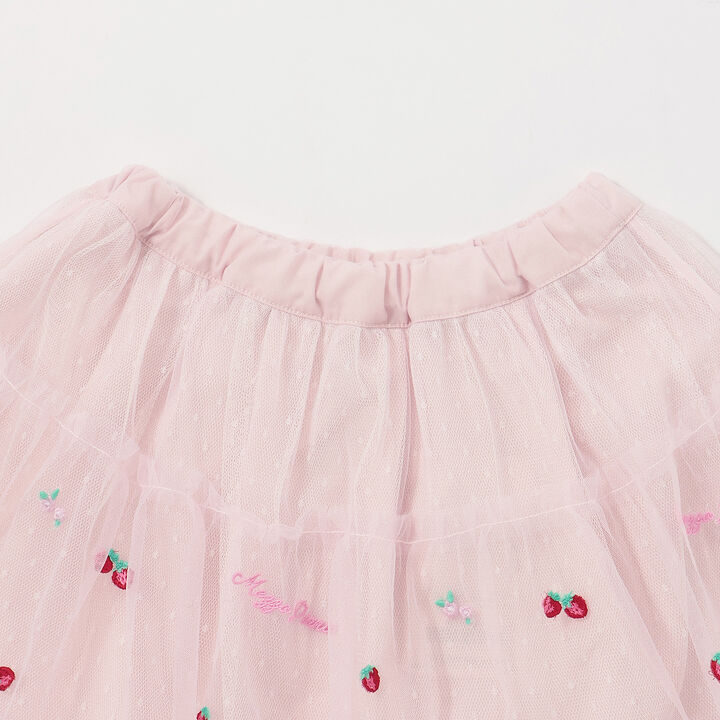 Strawberry Embroidery Tulle Skirt,Off white, medium image number 2
