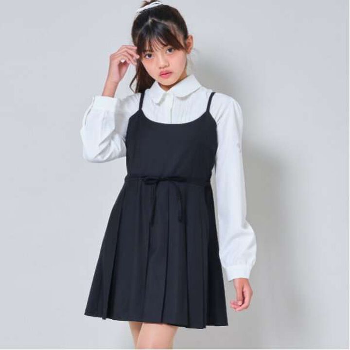 Belted Camisole One-Piece Dress,Sax blue, medium image number 14