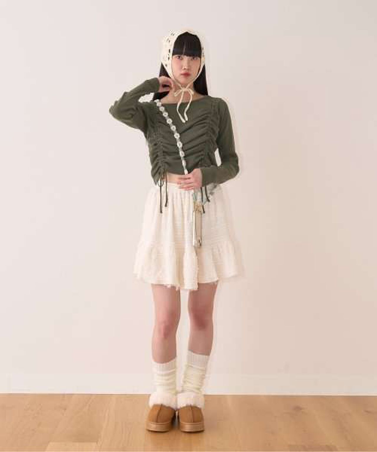 Tiered Mini Skirt,Ivory, large image number 12