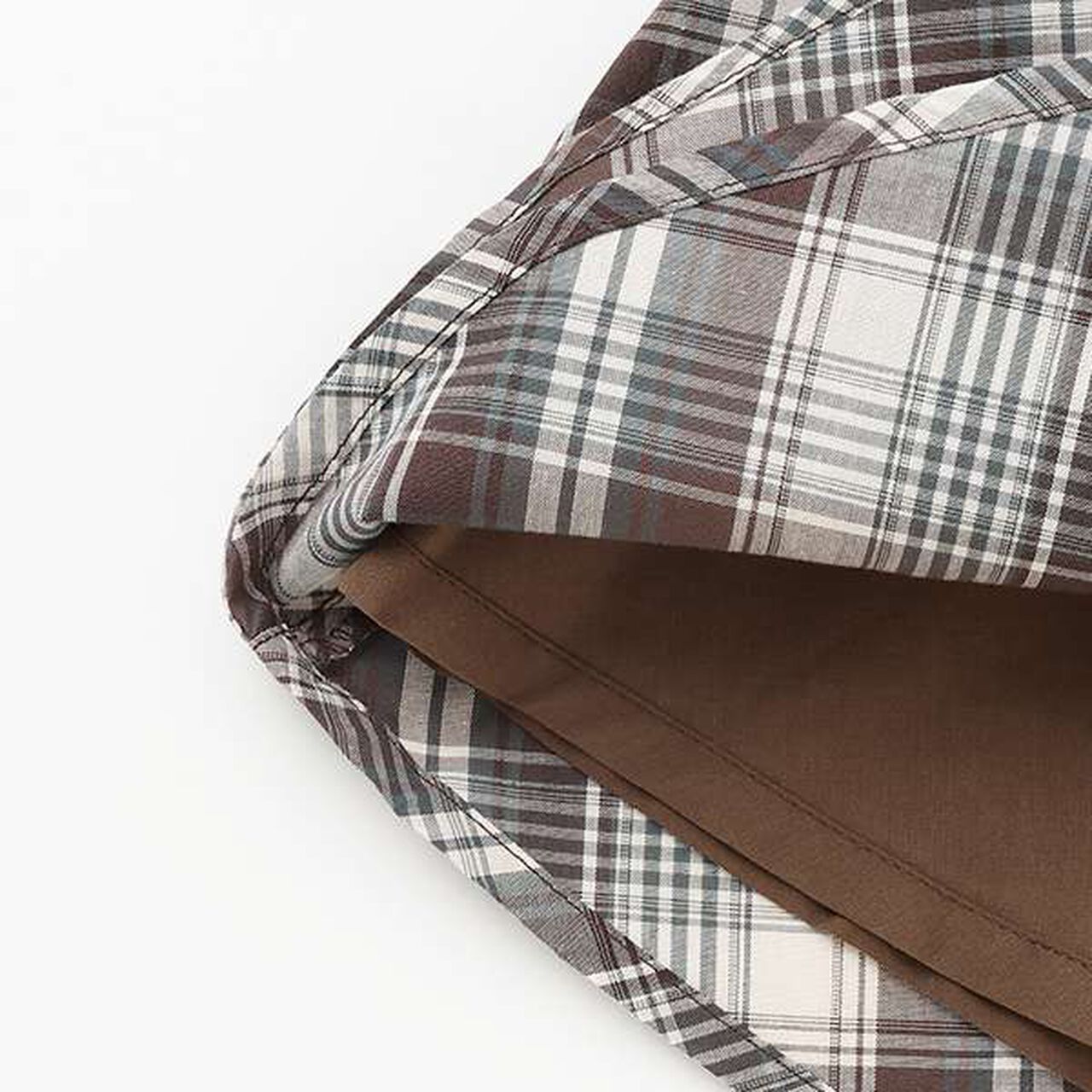 Shirt-Wrapped Checkered Culottes,Brown, large image number 6
