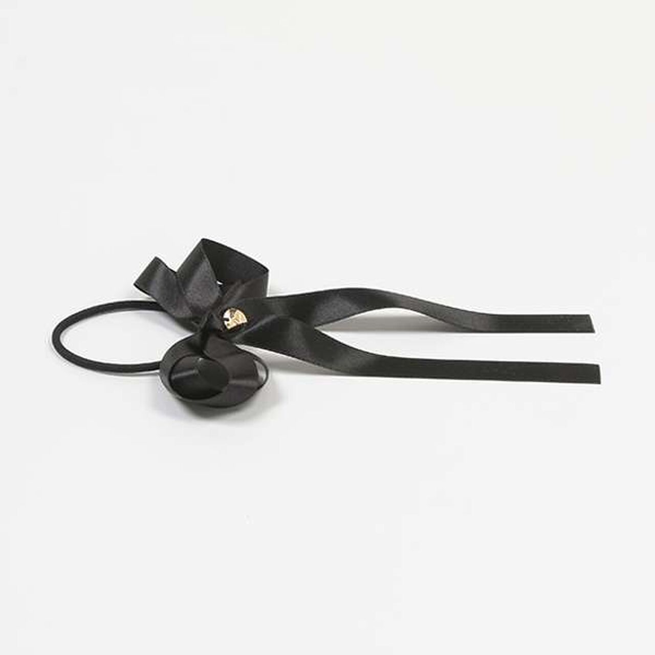 Satin Layered Ribbon Hair Tie [Made in Japan],Blue gray, large image number 1