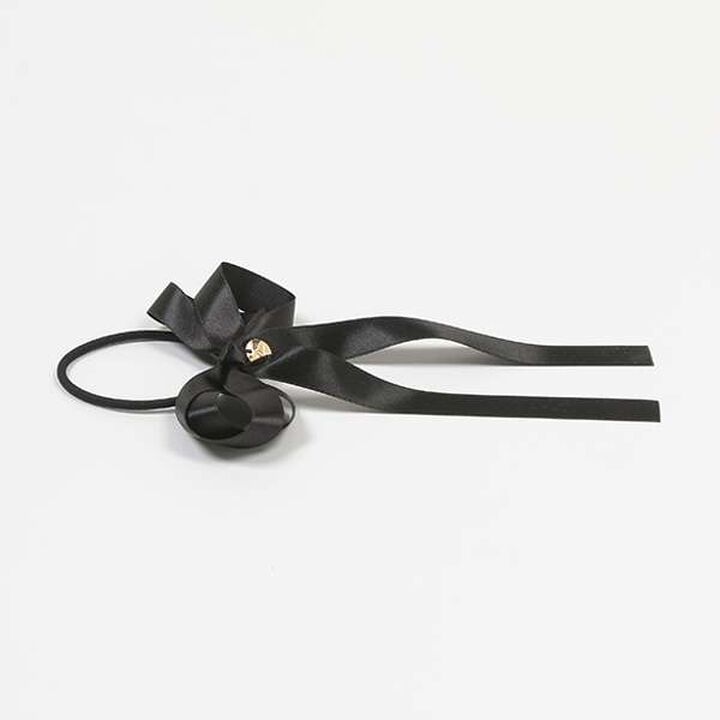 Satin Layered Ribbon Hair Tie [Made in Japan],Blue gray, medium image number 1