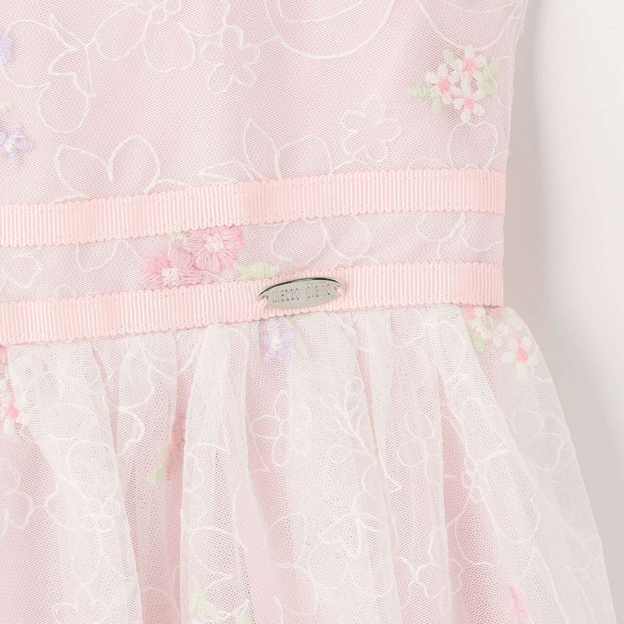 Flower Embroidery Tulle Lace One-Piece Dress,Light pink, large image number 4