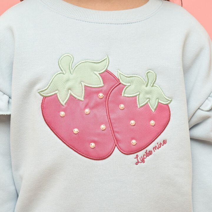 Quick-Dry Fleece Strawberry Appliqu&eacute; Sweatshirt,Black, medium image number 22