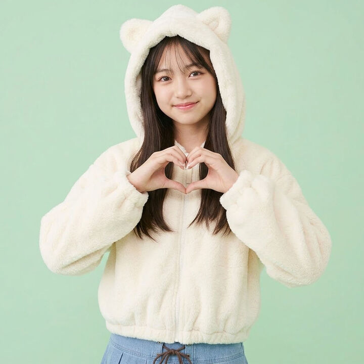 [milky coast] Cat Ear Fur Hoodie,, medium