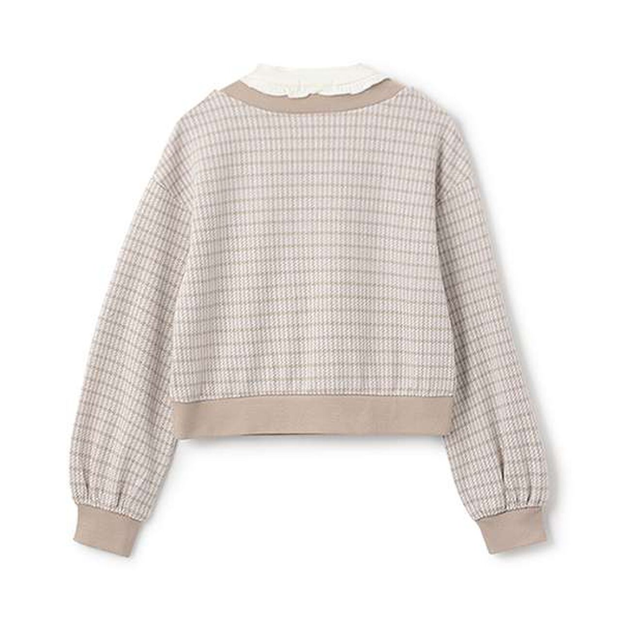 Houndstooth Layered Sweatshirt,Beige, large image number 1