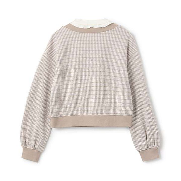 Houndstooth Layered Sweatshirt,Beige, medium image number 1