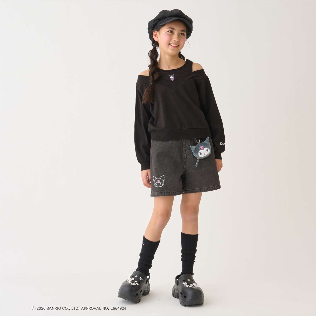 [Sanrio Characters] Denim Shorts,Black, large image number 4