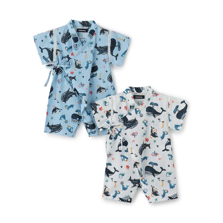 Aquarium Pattern Jinbei Romper,Turquoise, medium image number 7
