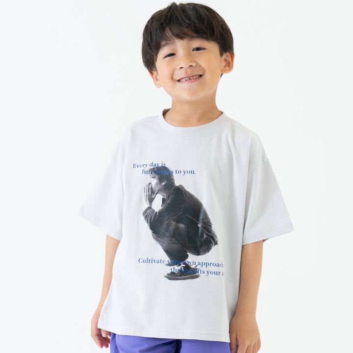 [365D] [Papa Link] Kids Photo Half T-Shirt,Light gray, medium image number 0