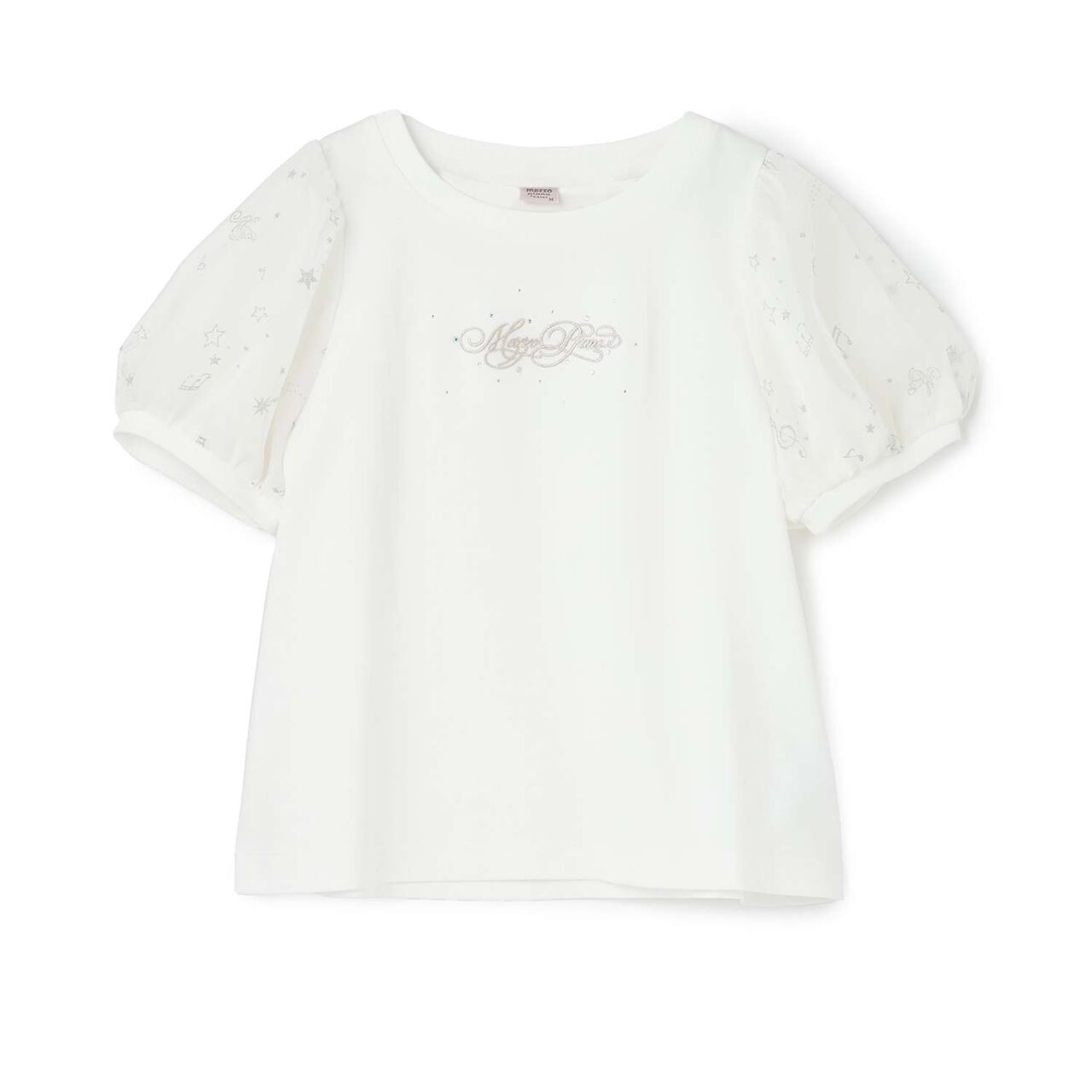 Cool Touch Puff Sleeve Tulle T-Shirt♪,Off white, large image number 9
