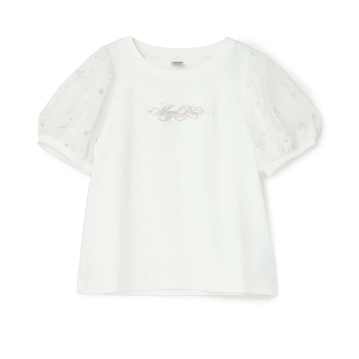 Cool Touch Puff Sleeve Tulle T-Shirt♪,Off white, medium image number 9