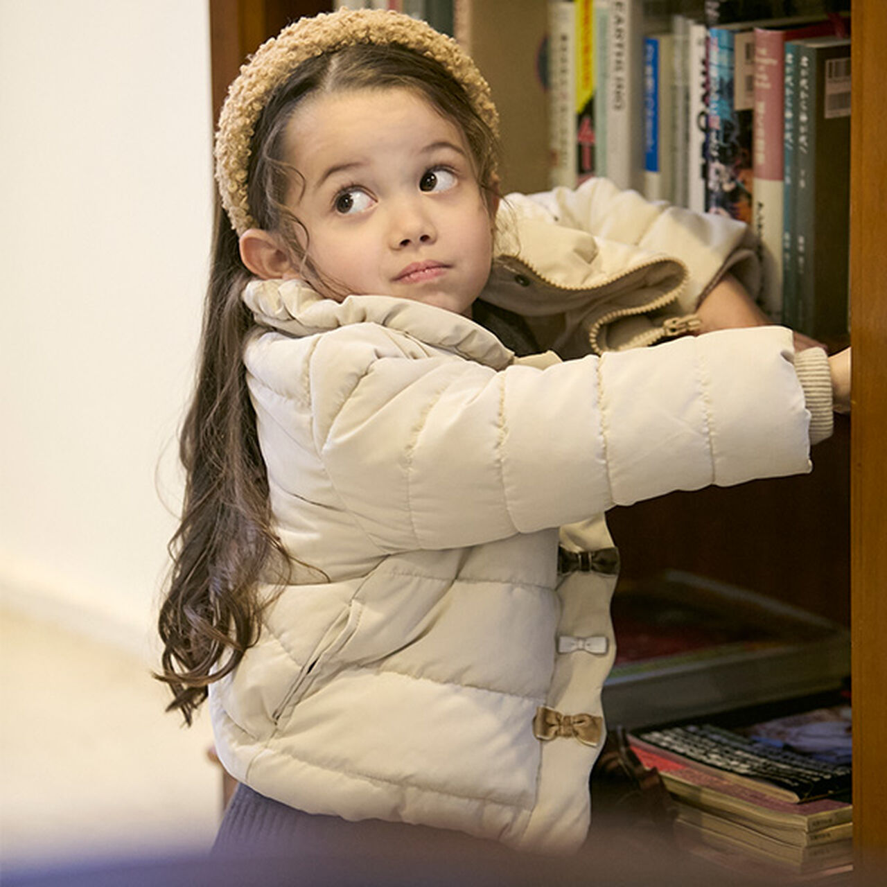 Padded Ribbon Jacket,Navy, large image number 13