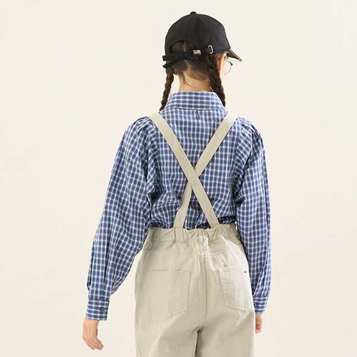 [AMI] Volume Sleeve Check Blouse,Deep blue, medium image number 17