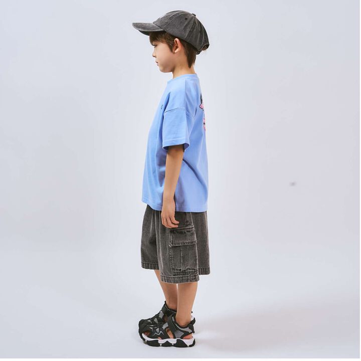 Loose Short Sleeve T-Shirt with Back Patch,Charcoal gray, medium image number 7