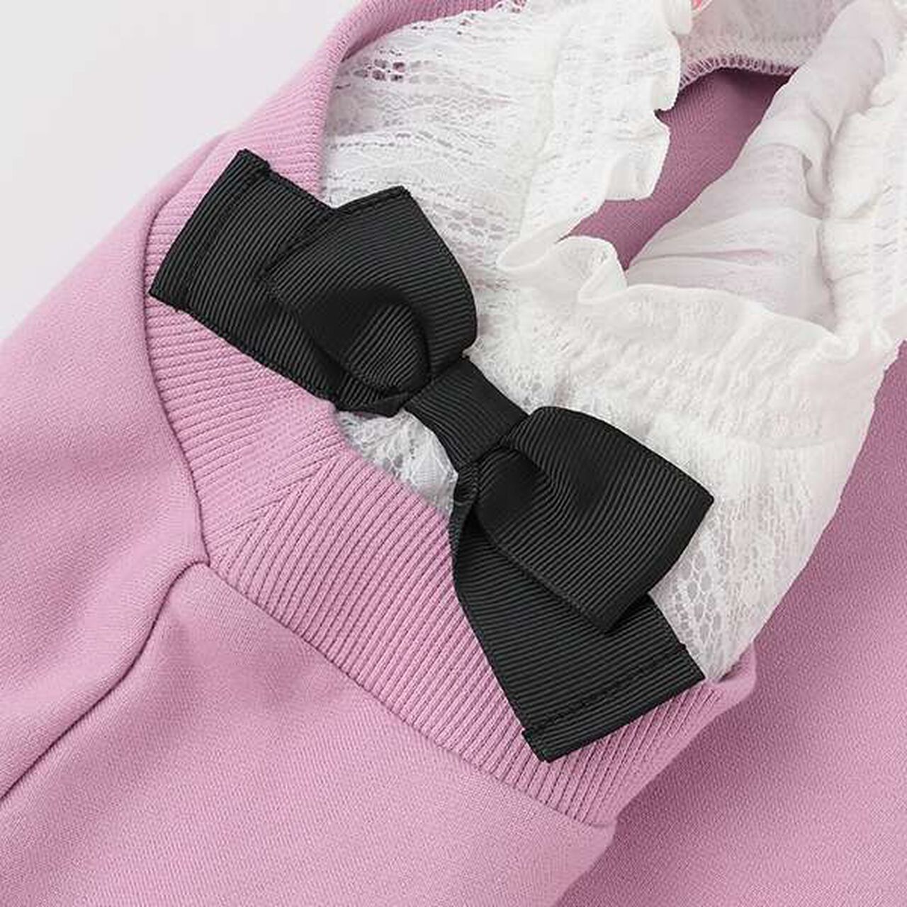 Shoulder Ribbon Layered Sweater,Lilac, large image number 5