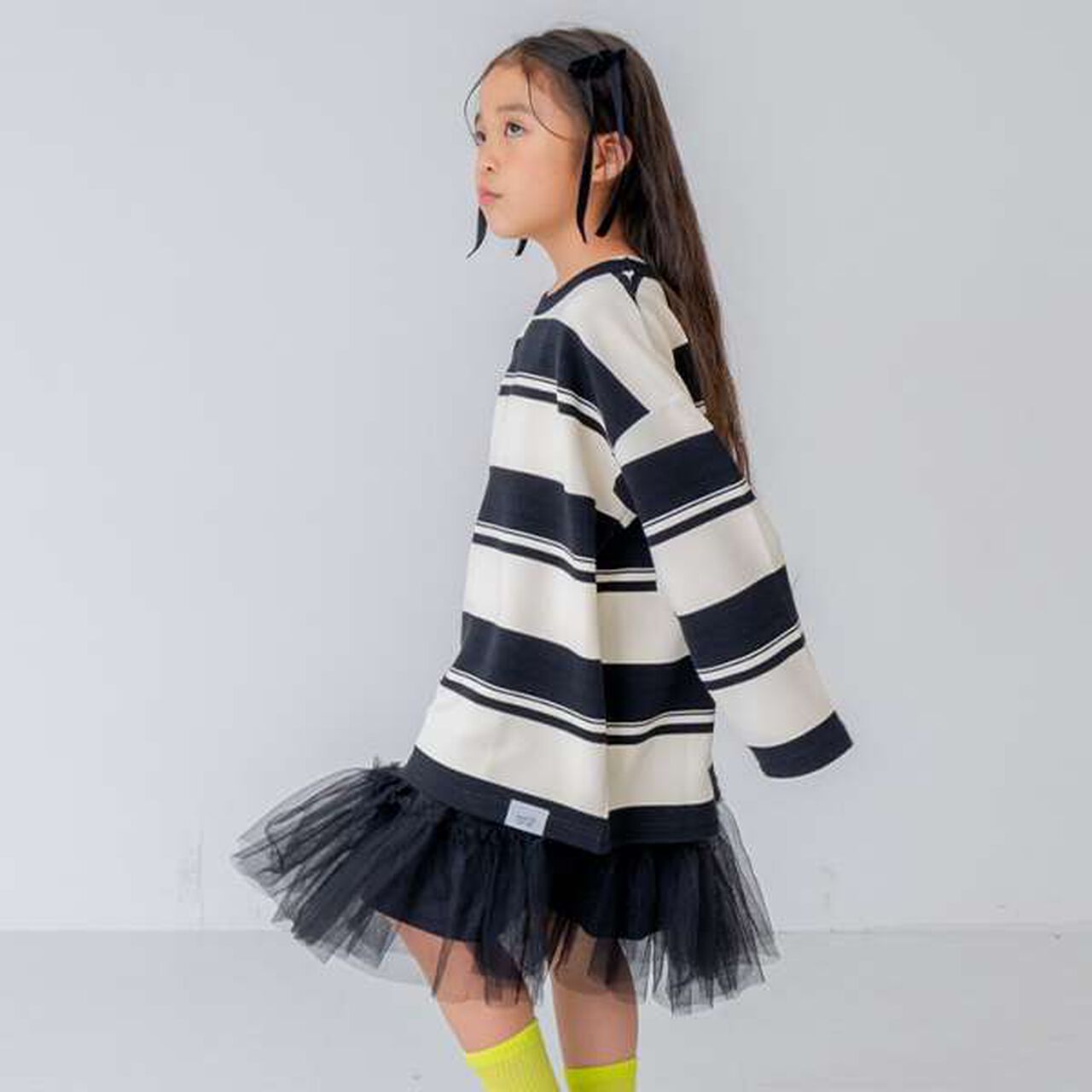 [Matching with Dad Outfit] Kids Stripe Pattern Big Long Sleeve T-Shirt,Green, large image number 15