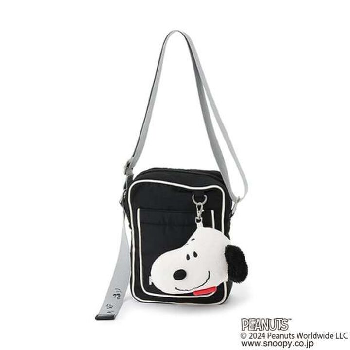 [PEANUTS] Mini Shoulder Bag with Mascot Card Holder,Black, medium image number 0