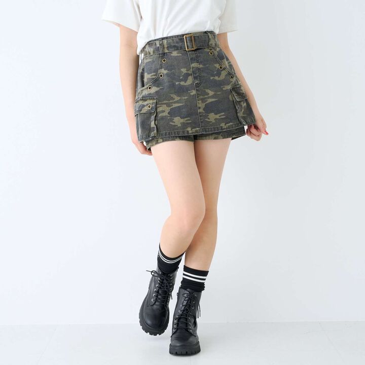 [LTXC] Eyelet A-Line Cargo Skirt,Gray, medium image number 2