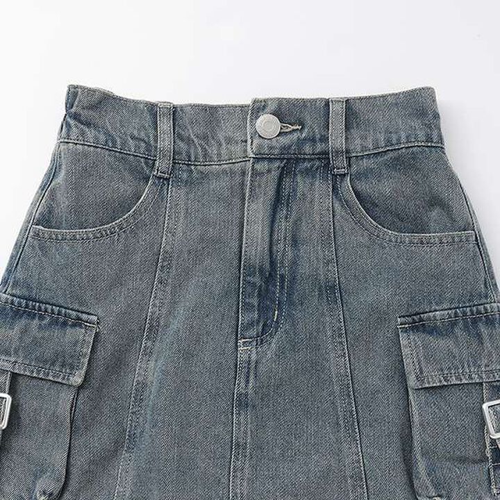 [LTXC] Cargo Denim Mini Skirt,Khaki, medium image number 7
