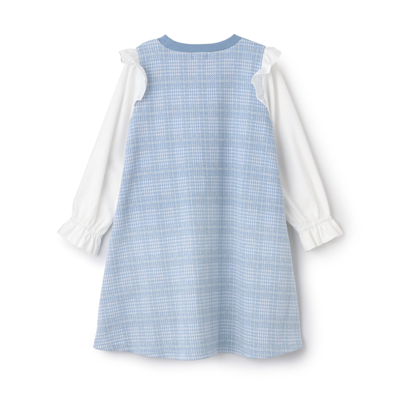 Cat Pochette-Style Check Jacquard One-Piece Dress,Sax blue, large image number 4