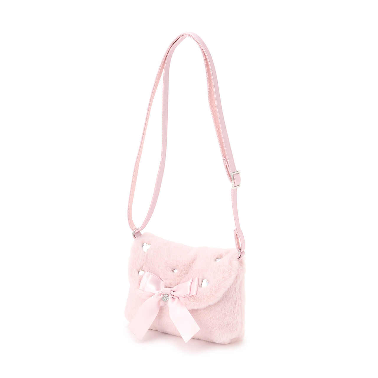 Ribbon Faux Fur Small Shoulder Bag,Pink, large image number 0