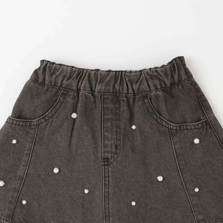 Pearl Denim Flare Skirt with Shorts,Blue, medium image number 8
