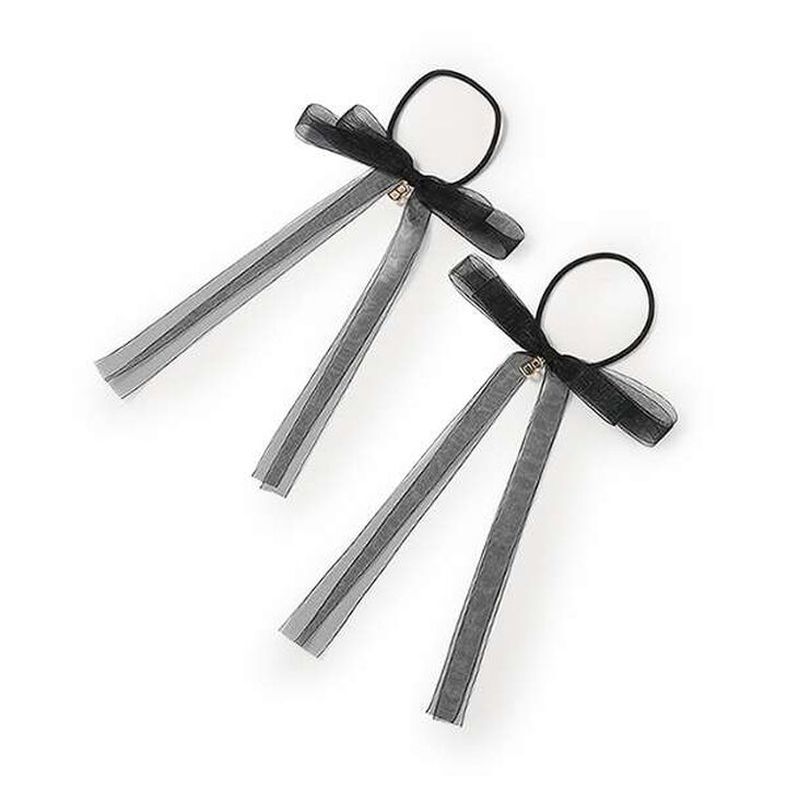 Ribbon Ponytail Holders (Set of 2),Off white, medium image number 6