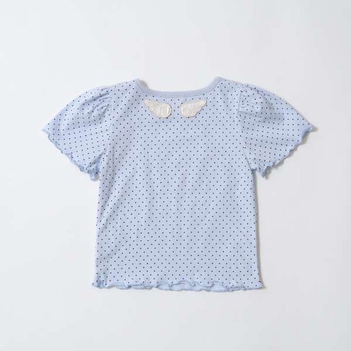 Soft Cotton Mini Puff Short Sleeve T-Shirt with Dot Print,Off white, medium image number 19