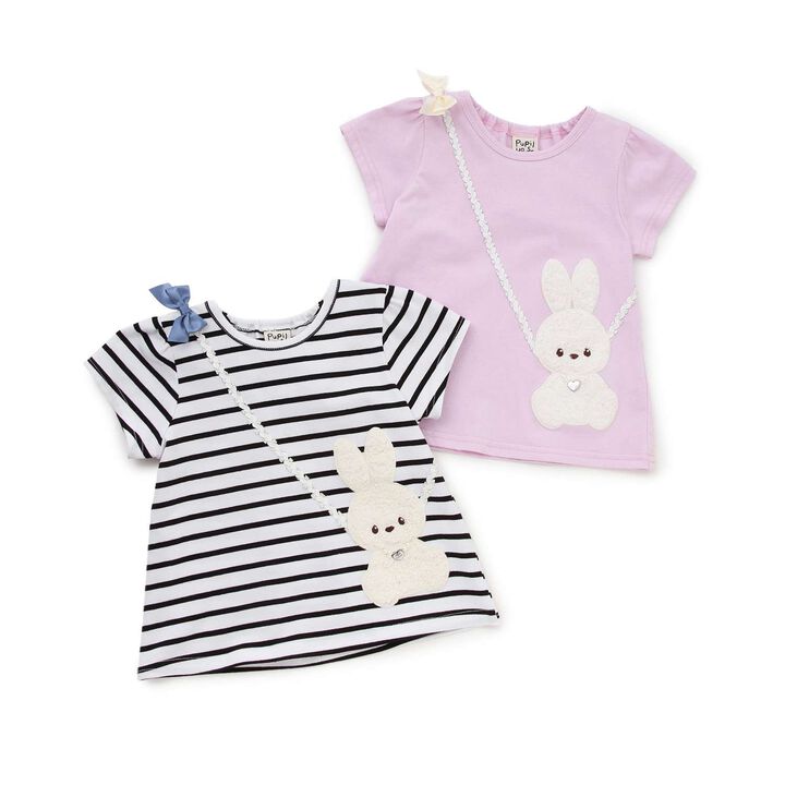 Rabbit Motif Small Shoulder Bag T-Shirt,Black, medium image number 7
