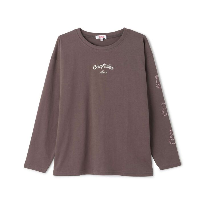 [100% Cotton] Bear Sleeve Long Sleeve T-Shirt,Charcoal gray, medium image number 21