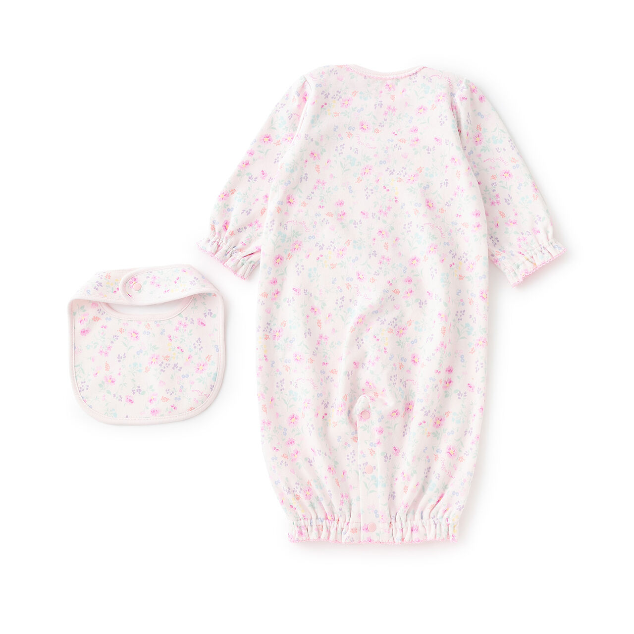 Flower Pattern 2 Way All & Bib Set [Box Included],Light pink, large image number 1