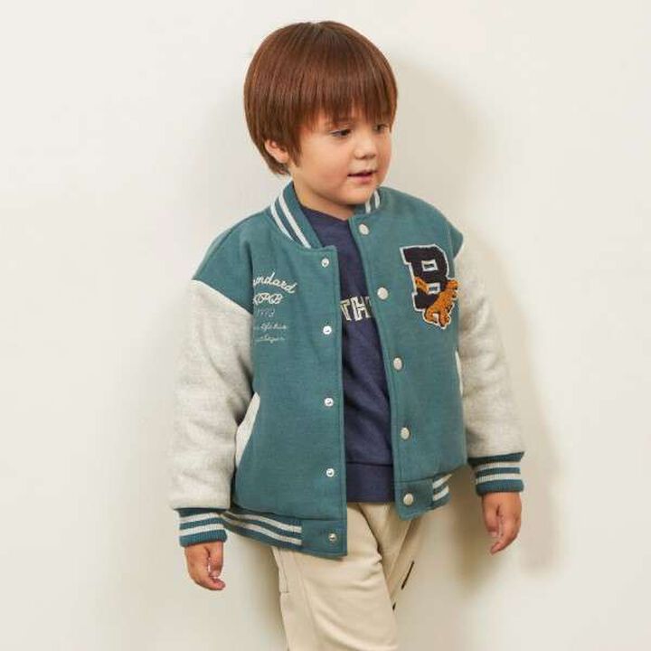 KP Boy Dinosaur Patch Stadium Jacket (90 to 130),Black, medium image number 17