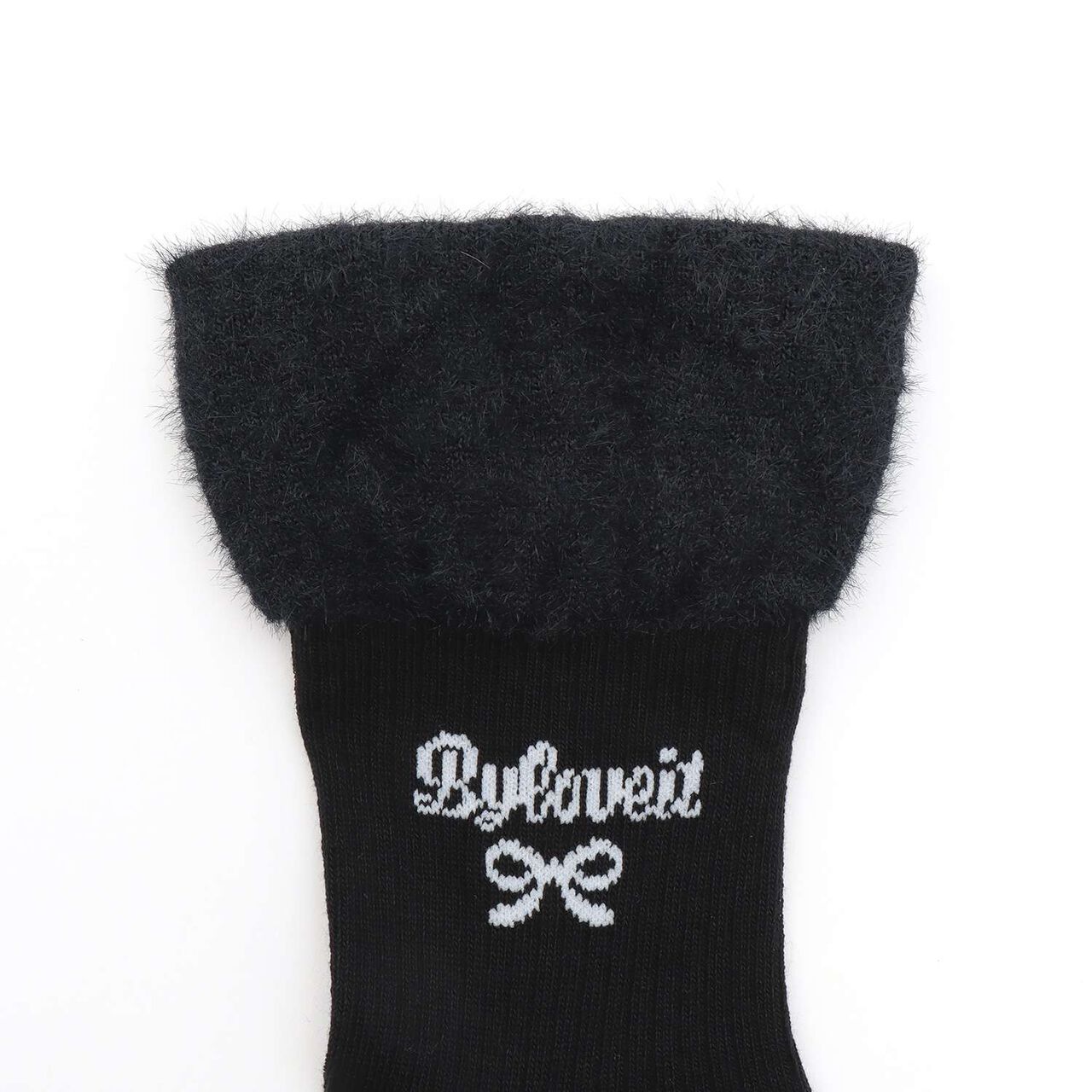 Partial Shaggy Crew Socks,Black, large image number 1