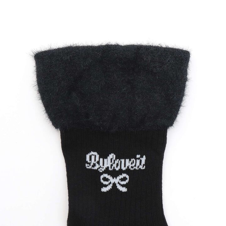 Partial Shaggy Crew Socks,Black, medium image number 1