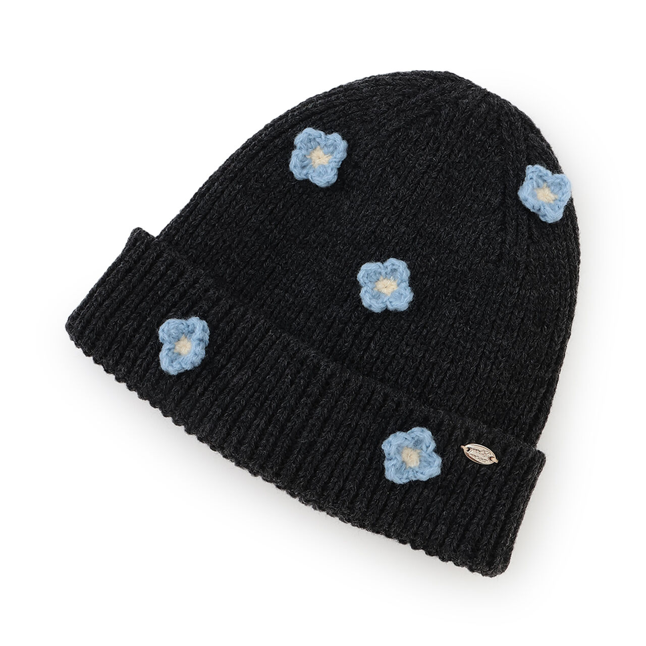Flower Knit Beanie,Charcoal gray, large image number 2
