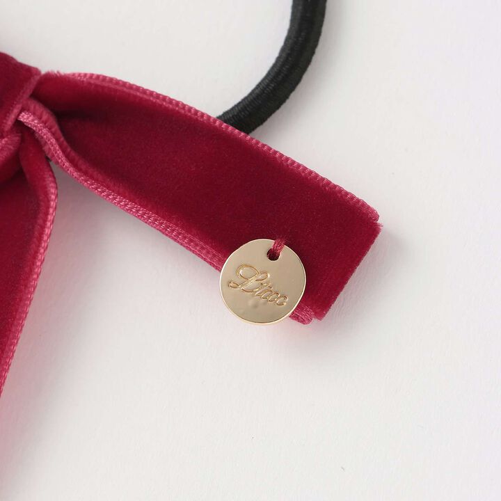 Velour Ribbon Hair Tie,Gray, medium image number 2