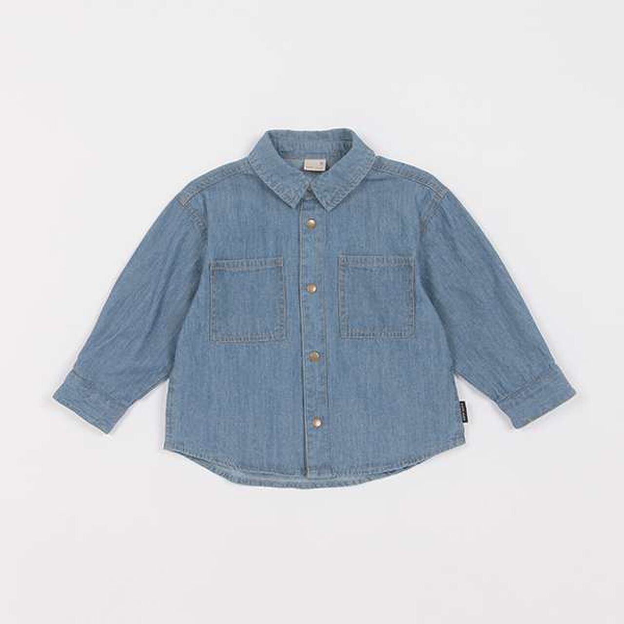 Denim Twill Long-Sleeve Shirt,Blue, large image number 1