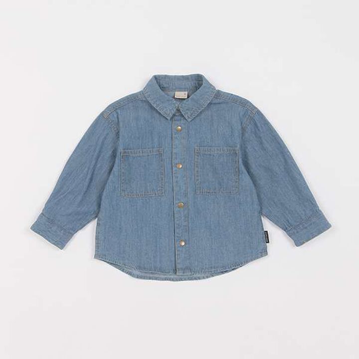 Denim Twill Long-Sleeve Shirt,Blue, medium image number 1